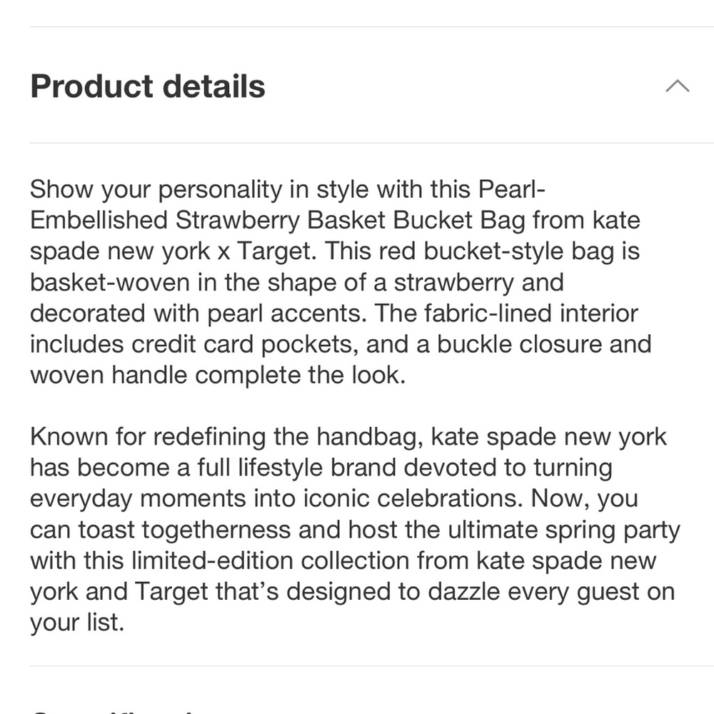 Kate Spade x Target Pearl Embellished Strawberry Wicker Bucket Bag Nwt Handbag - Picture 14 of 15